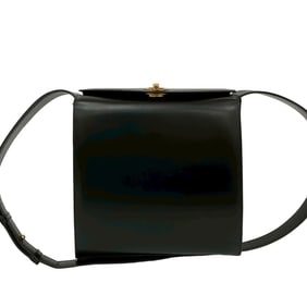 CELINE Vintage Turnlock Leather Shoulder Bag/Pochette/Sacoche in Black 31152