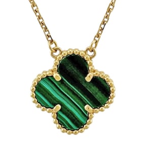 Van Cleef & Arpels Alhambra Pendant Necklace in 18K Malachite for Women.