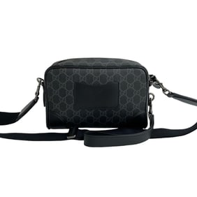 Unused, stored GUCCI GG Emblem Small Crossbody Bag, Leather Shoulder Pochette, Black, 1056a