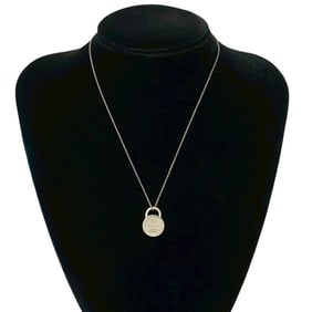 TIFFANY & Co. Tiffany Round Rock Sterling Silver 925 Necklace Pendant Choker -M162