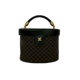 CELINE Macadam Blason with Triomphe logo and hardware, leather handbag vanity bag, black brown,