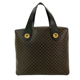 CELINE Macadam Blason Triomphe Pattern Circle Logo Hardware Leather Handbag Tote Bag Black 41298