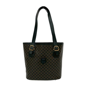 CELINE Vintage Macadam Blason Triomphe Leather Tote Bag, Black/Brown, 73730