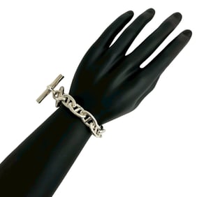 HERMES Chaine d'Ancre TGM 12-link Sterling Silver Chain Bracelet 45895