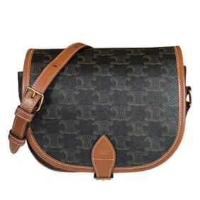Celine Falco Medium Bag, Triomphe Shoulder PVC, Brown, Women's, 191502BZJ.04LU