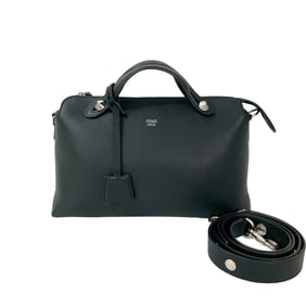 FENDI By the Way Medium Leather 2-Way Handbag, Mini Boston Bag, Shoulder Black 27362