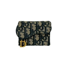 Christian Dior Trotter Print Canvas and Leather Tri-fold Wallet, Mini, Navy, 25171