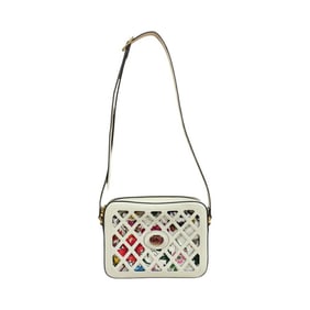 Gucci Cutout Flora Shoulder Bag, Leather, White, Women's, 550132