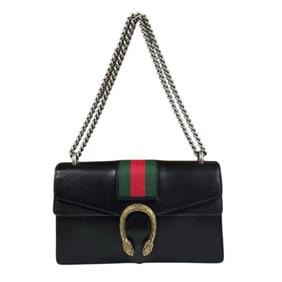 Gucci Dionysus Shoulder Bag, Leather, 400249, Black, Women's, GUCCI Chain