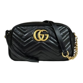 Gucci GG Marmont Shoulder Bag, Leather, 447632, Black, Women's, GUCCI