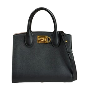 Salvatore Ferragamo Studio Box Bag XS Shoulder Bag, Leather, Black, Women's, 2-Way