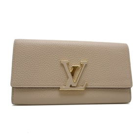 Louis Vuitton Portefeuille Capucines Women's Long Wallet M61249 Taurillon Galle (Gray Beige)