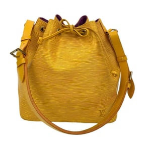 LOUIS VUITTON Vintage Petit Noe Epi Leather Drawstring Semi-One Shoulder Bag in Tassili Yellow 87972
