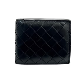BOTTEGA VENETA Intrecciato Leather Bifold Mini Wallet, Black, 31938