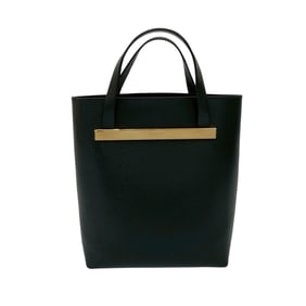 GUCCI Vintage Gucci Logo Hardware Calf Leather Handbag Mini Tote Bag Black 01822