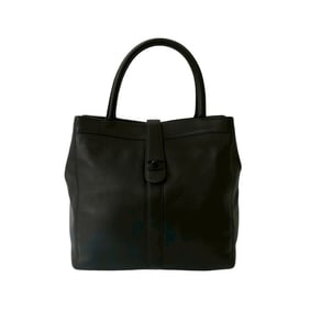 Seal No. 5 CHANEL Vintage Coco Mark Leather Turnlock Handbag Tote Bag Black -1269