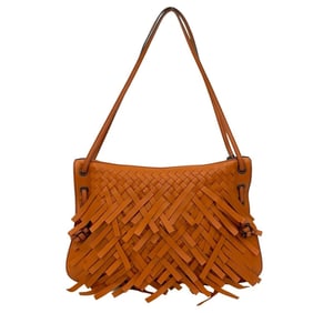 Unused, stored BOTTEGA VENETA Intrecciato leather semi-shoulder bag, orange, 82604