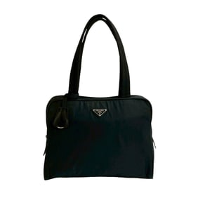 PRADA Prada Triangle Logo Plate Hardware Tessuto Nylon Tote Bag Handbag Semi-Shoulder Black 84277
