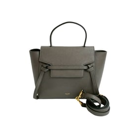 CELINE Micro Leather Belt Bag, Mini Handbag, Tote Shoulder Gray, 35214