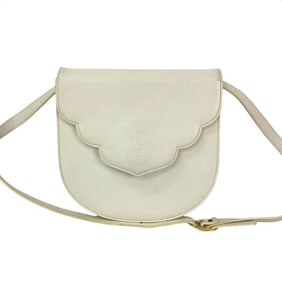 YVES SAINT LAURENT Vintage YSL Logo Leather Shoulder Bag/Pochette in White 65751