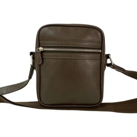 LOUIS VUITTON Dimitri Taiga Leather Shoulder Bag/Pochette/Sacoche in Brown -4024