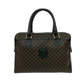 CELINE Vintage Macadam Blason Logo Print Leather Handbag/Mini Boston Bag, Black, 16987
