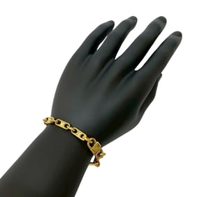 CELINE Vintage Triomphe Logo Bracelet Chain Bangle Gold 14754