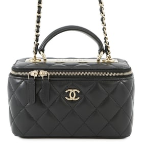 Chanel Chain Shoulder Bag, Matelasse, Coco Mark, Vanity Lambskin, AP1472, Black