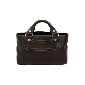 CELINE Vintage Boogie Bag Leather Handbag, Mini Boston Bag, Tote Brown, 89729