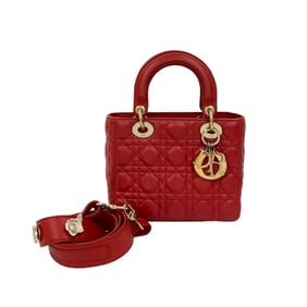 Christian Dior My Lady Leather 2-Way Handbag/Shoulder Bag, Red, 412-9