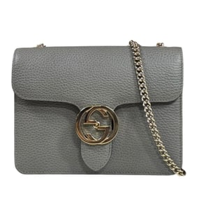 Gucci Interlocking G Shoulder Bag, Leather, 510304, Gray, Women's, GUCCI Chain