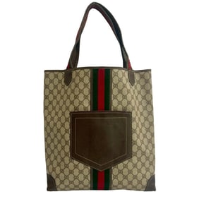 GUCCI Vintage Sherry Line GG Logo Leather Tote Bag/Handbag, Brown, 36524