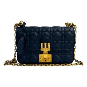 Christian Dior Addict Cannage Logo Metal Hardware Leather Chain Mini Shoulder Bag Blue 32687