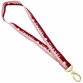 Chanel Strap Nylon Neck Pink Red 01P CHANEL CC Coco Mark Star Two-Tone Long AA-15642