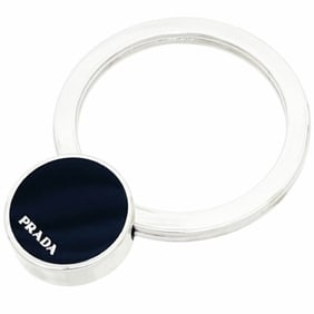 Prada Round Key Ring, Metal, Black, 1AP022, PRADA Hook, Charm, Bag Unisex, Men's, Women's, NERO,