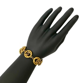 1983 CHANEL Vintage Coco Mark Bracelet Bangle Gold 1065c