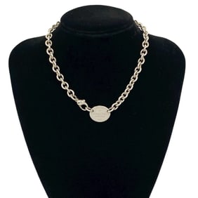 TIFFANY & Co. Tiffany Return to Oval Necklace, 925 Sterling Silver, Chain Pendant, 32695