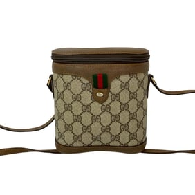 GUCCI Old Gucci Sherry Line GG Logo Leather Mini Shoulder Bag/Pochette Brown 25948
