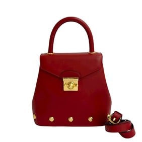 Salvatore Ferragamo logo pumps with metal hardware, leather 2-way handbag/shoulder bag, red, 26601