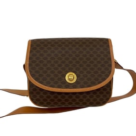 CELINE Macadam Blason Triomphe Pattern Star Ball Logo Hardware Leather Shoulder Bag Pochette Brown