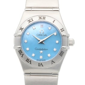 Omega Constellation Mini Watch, Stainless Steel, 15628500, Quartz, Women's, Blue Shell Dial, 12