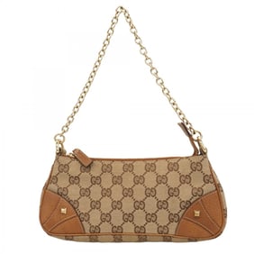 Gucci GG Canvas Handbag 120940 Brown Champagne Women's