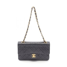 CHANEL Matelasse Double Flap Shoulder Bag in Lambskin Leather, Black