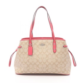 Coach Signature Drawstring Carryall Tote Bag, Coated Canvas and Leather, Women's, Beige Pink, F57842