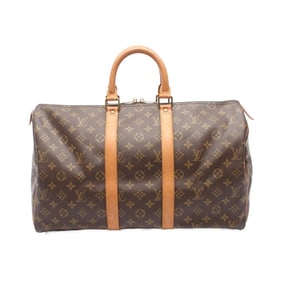 Louis Vuitton Keepall 45 Boston Bag, Coated Canvas and Leather, Monogram, Brown, Men's Women's,