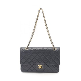 CHANEL Matelasse Double Flap Shoulder Bag in Lambskin Leather, Black
