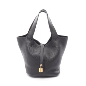Hermes Hermès Picotin Lock MM Handbag, Taurillon Clemence Leather, Women's, Black, 060991CC