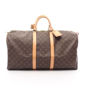 Louis Vuitton Keepall 55 Boston Bag, Coated Canvas and Leather, Monogram, Brown, Men's Women's,