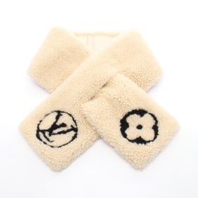 Louis Vuitton Echarpe Shirring Lamb Scarf, Women's, Mouton, Ivory/Black, M76452
