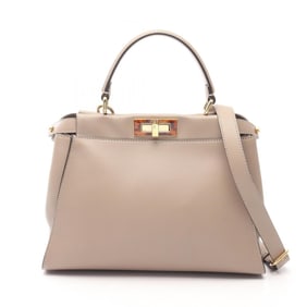 Fendi Peekaboo Regular Handbag, Leather, Women's, Beige, 8BN290